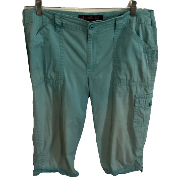 Gloria Vanderbilt Capris 16 Turquoise Green Cargo Pants Skimmer drawstring Ankle - Picture 1 of 4